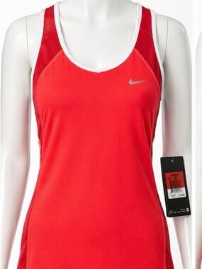 Nike Coral-Red Racerback Athletic Dress with White Trim